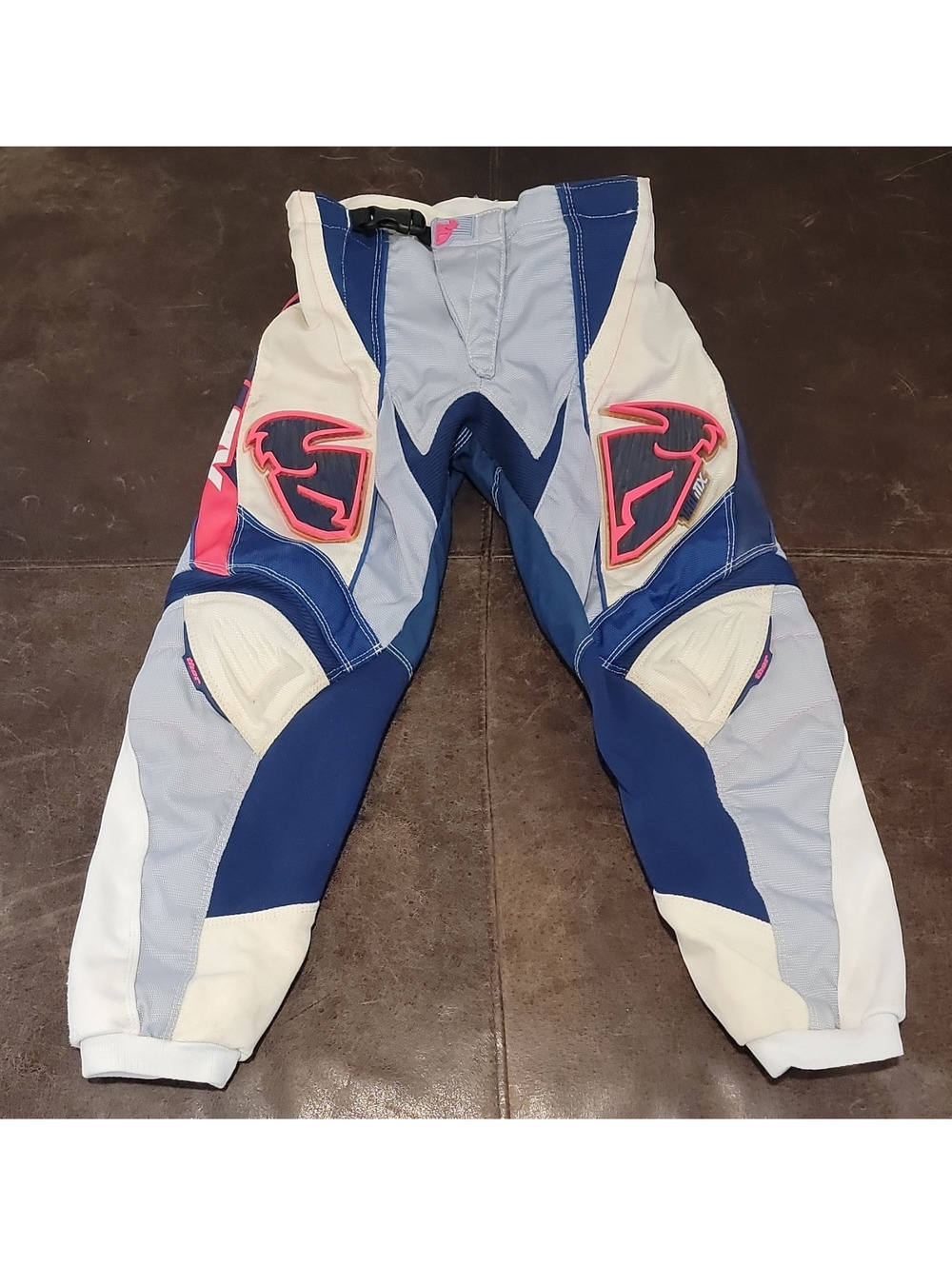 Vintage Thor Phase Motocross Pants Sty 1210 Blue Pink White Protective Sz 24 336